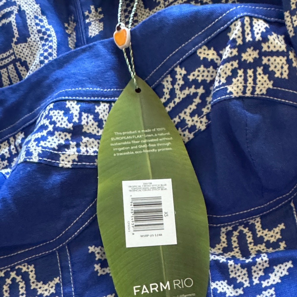FARM Rio Blue and White Embroidered Dress - Picture 2 of 4